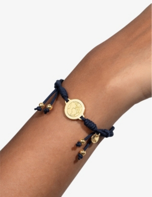 La Maison Couture Womens  Earth 14ct Gold-plated Brass And Cotton Bracelet In Navy Blue