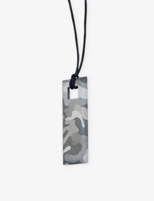 La Maison Couture Womens  Biiju By Night Camouflage Tag Sterling-silver Pendant Necklac In Camo