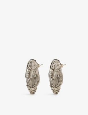LA MAISON COUTURE: Sonia Petroff Serpente silver palladium and Swarovski crystal earrings
