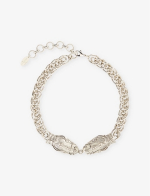 LA MAISON COUTURE: Sonia Petroff Serpente silver palladium and Swarovski crystal necklace