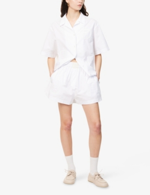 LACOSTE: Linette Logo-Embroidered Cotton Shorts
