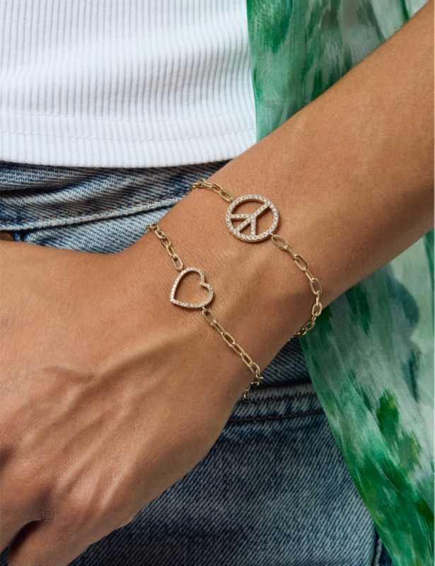 Peace Out 14ct yellow-gold and 0.42ct diamond bracelet