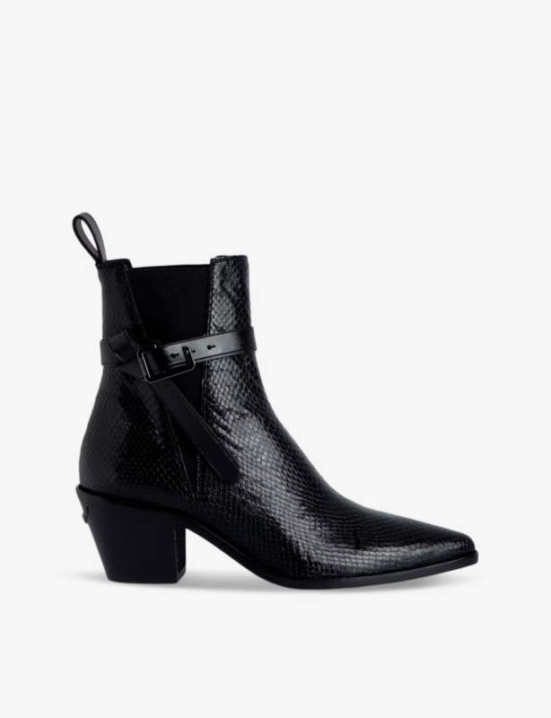 Tyler python-effect leather heeled ankle boots