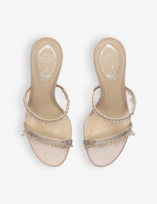 René Caovilla Chandelier Two-band Slide Sandals In Beige Oth