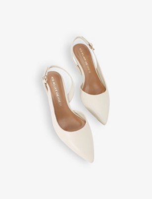 Kg Kurt Geiger Womens Bone Aria Low 2 Leather Slingback Courts In Bone