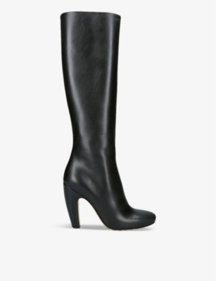Bottega Veneta Leather Canalazzo Knee-high Boots 100 In Black