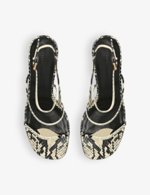 Loop snake-print leather heeled sandals