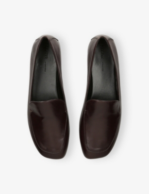 Khaite Womens  Monroe Square-toe Leather Loafers In Dark Brown