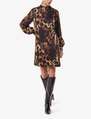 Whistles Womens Cleo Leopard-print Woven Mini Dress Multi-coloured In Multi-coloured