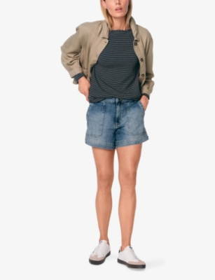 THE WHITE COMPANY: Slash-Neck Ribbed Modal and Cotton-Blend Top