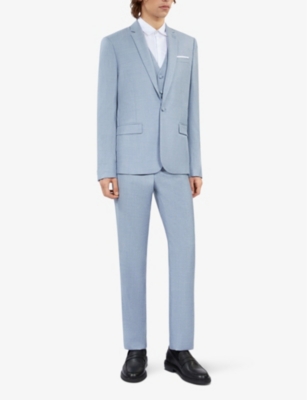 The Kooples Mens  Single-breasted Notch-lapel Wool Blazer In Blue