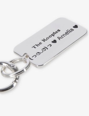THE KOOPLES WOMENS SILVER BRAND-EMBOSSED METAL KEYRING 