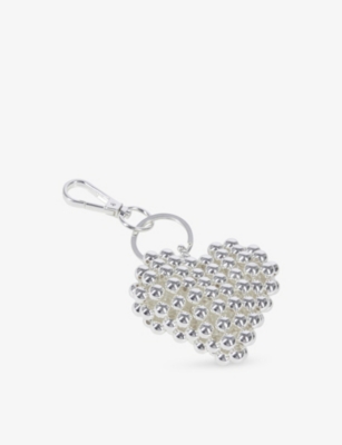 The Kooples Womens Silver Heart-shaped Metal Bag Charm In Metallic