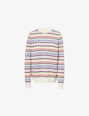 Guest In Residence Womens Lodge Patterned Wool And Cashmere Jumper Cream Combo In Cream Combo