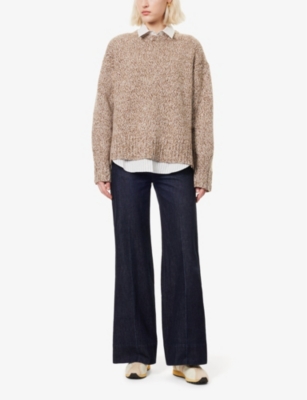 Guest In Residence Womens  Cozy Crewneck Brushed Cashmere Knitted Jumper In Dune Marl