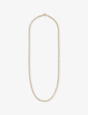 SERGE DENIMES MENS FLAT CUBAN 14CT YELLOW GOLD-PLATED STERLING-SILVER CHAIN NECKLACE 