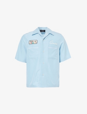 Mens Amiri Billiards Short-Sleeves Relaxed-Fit Woven Shirt