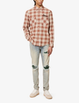 AMIRI: Shotgun logo-embroidered cotton-flannel shirt