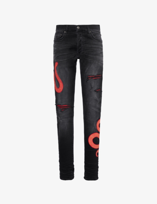 Faded-wash skinny-leg slim-fit stretch-denim jeans