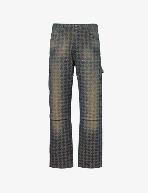 Carpenter monogram-pattern cotton denim jeans