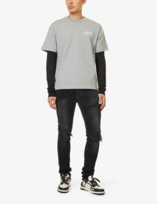 Shop Amiri Mens Grey Bones Stacked Regular-fit Cotton-jersey T-shirt