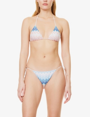 Missoni Chevron Triangle-cup Bikini In Mult Shaded Fucsia&blue