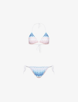 Missoni Chevron Triangle-cup Bikini In Mult Shaded Fucsia&blue