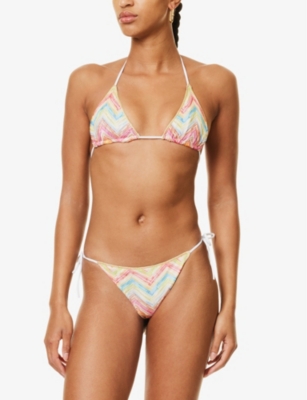 Missoni Womens  Raschel Triangle Zigzag-knit Bikini Set In A/o Mult Tetris Mic Chev