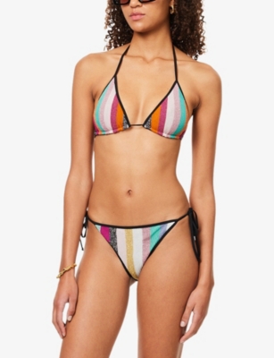Missoni Womens Multicolor Miss Striped Metallic-weave Bikini Set