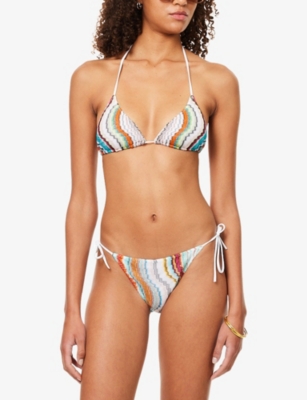 Missoni Womens Multicolor W/white Base Wave Metallic-knit Bikini Set
