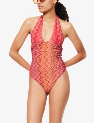 MISSONI: Chevron Ruched Swimsuit