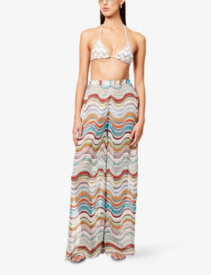 Missoni Womens Miss Wave Lurex Knitted Trousers Multicolor W/white Base
