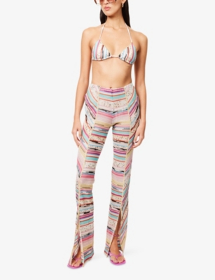 Shop Missoni Womens Multi Light Miss Striped Lurex Knitted Trousers