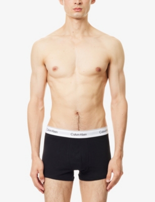 Calvin Klein Mens Blk Wht Blk Wht Grey Icon Logo-waist Pack Of Five Cotton-jersey Trunks In Brown