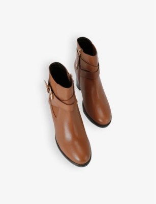 Kg Kurt Geiger Womens  Sage Buckle-strap Leather Heeled Ankle Boots In Tan