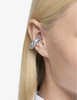 SWAROVSKI WOMENS WHITE MATRIX CLIP RHODIUM-PLATED BRASS AND ZIRCONIA&NBSP;EARRINGS 