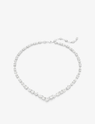 Swarovski Womens Mesmera Rhodium-plated Brass And Zirconia Necklace Crystal In Crystal