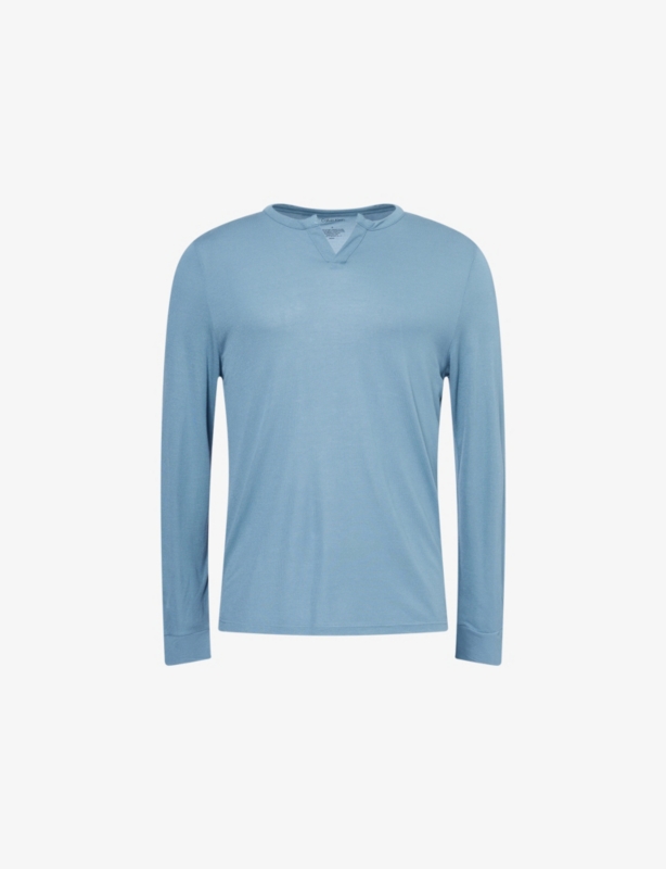 Crewneck Long-Sleeve Jersey Henley Top