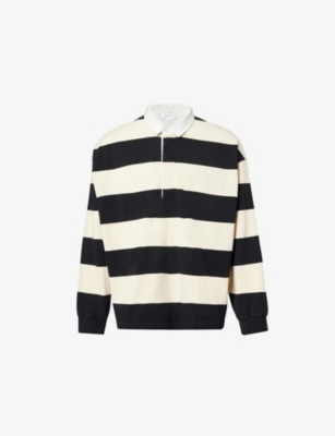 MCQUEEN: Striped Oversized Cotton Rugby Shirt