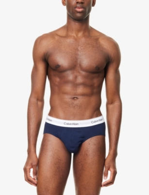 CALVIN KLEIN: Icon Logo-Waist Pack Of Three Cotton-Jersey Briefs