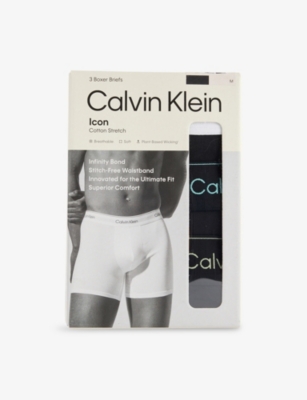 CALVIN KLEIN: Icon Pack-Of-Three Stretch-Cotton Boxers