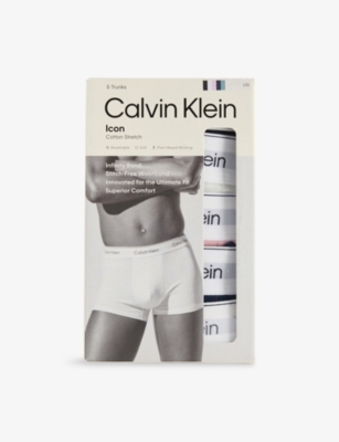 CALVIN KLEIN: Icon Pack-Of-Five Regular-Fit Stretch-Cotton Trunks