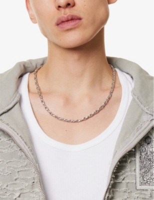 Emanuele Bicocchi Mens  Hammred Chain Small Sterling-silver Necklace In Silver