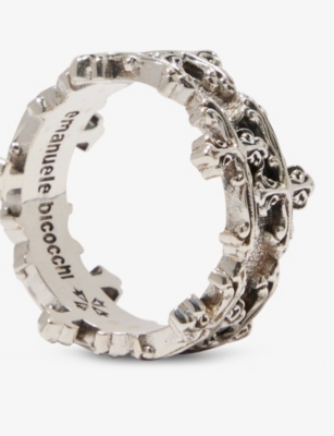 Emanuele Bicocchi Mens  Avelli Cross Sterling Silver Ring In Silver