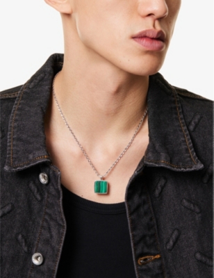 EMANUELE BICOCCHI: Square sterling-silver and malachite necklace