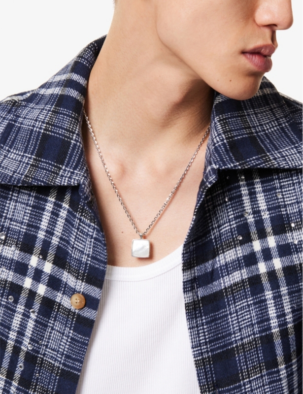Square Amulet mother-of-pearl and sterling-silver necklace