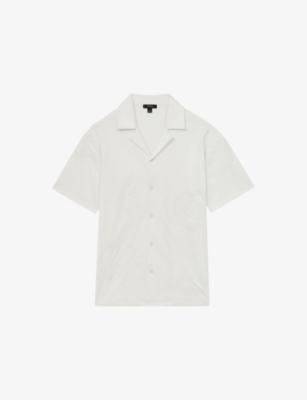 REISS: Stockwell Paisley-Embroidered Cotton-Jersey Shirt