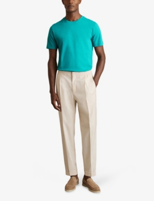 Shop Reiss Mens Seafoam Bless Crewneck Short-sleeve Cotton T-shirt