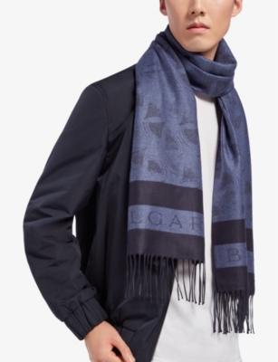 BVLGARI WOMENS BLUE HERITAGE DIVA IMPRESSION LOGO-PRINT SILK SCARF