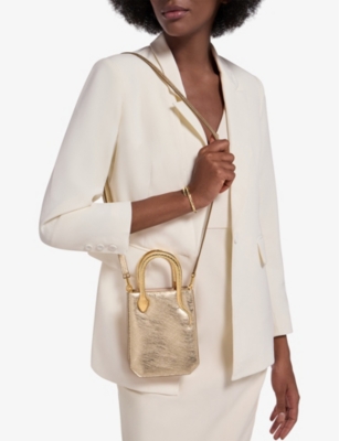 BVLGARI: Serpentine mini metallic-leather tote bag